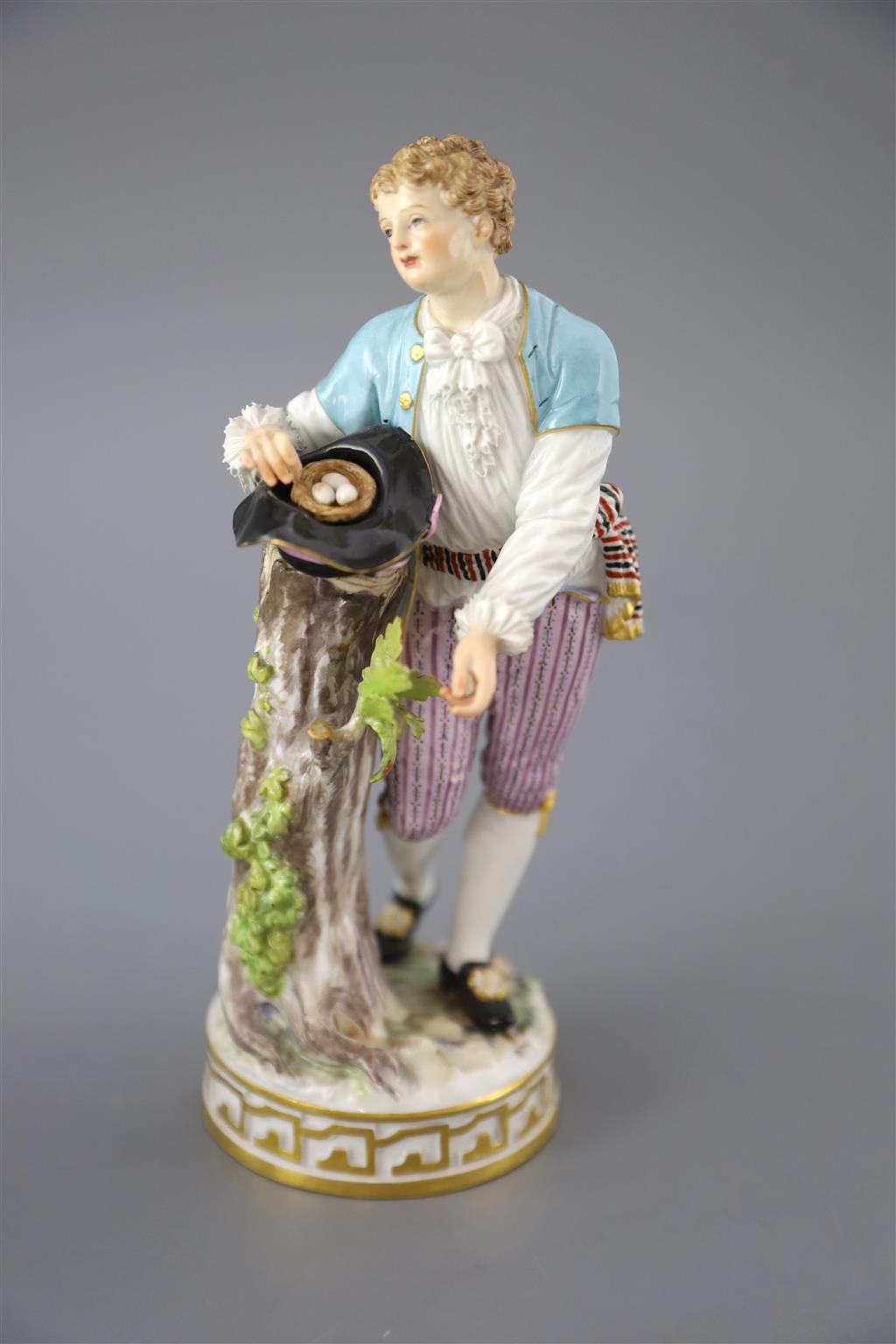 Three Meissen porcelain figures, late 19th century, 18cm - 19cm high